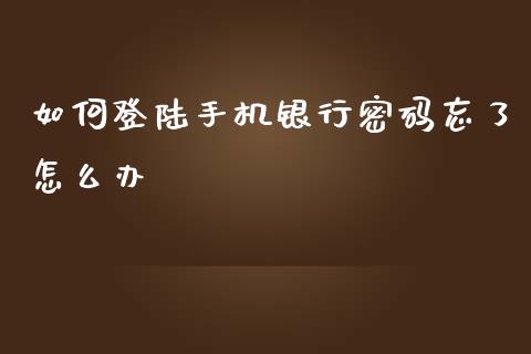 如何登陆手机银行密码忘了怎么办_https://www.fansifence.com_恒指交易时间_第1张