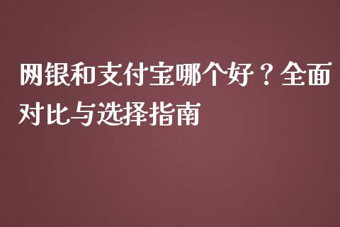 网银和支付宝哪个好？全面对比与选择指南_https://www.fansifence.com_国际期货行情_第1张