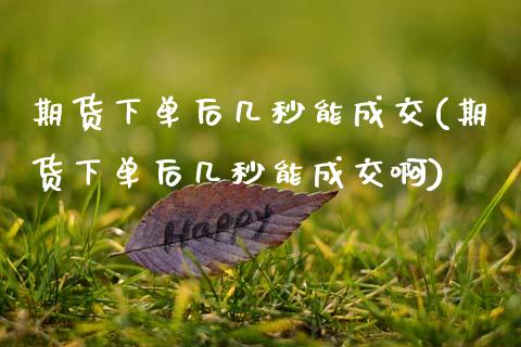 期货下单后几秒能成交(期货下单后几秒能成交啊)_https://www.fansifence.com_国际期货行情_第1张