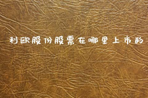 利欧股份股票在哪里上市的_https://www.fansifence.com_国际期货_第1张