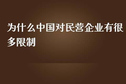 为什么中国对民营企业有很多限制_https://www.fansifence.com_国际期货行情_第1张