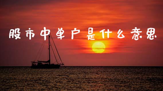 股市中单户是什么意思_https://www.fansifence.com_恒指交易时间_第1张