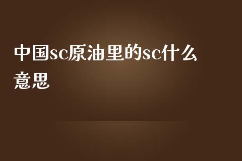 中国sc原油里的sc什么意思_https://www.fansifence.com_恒指交易时间_第1张