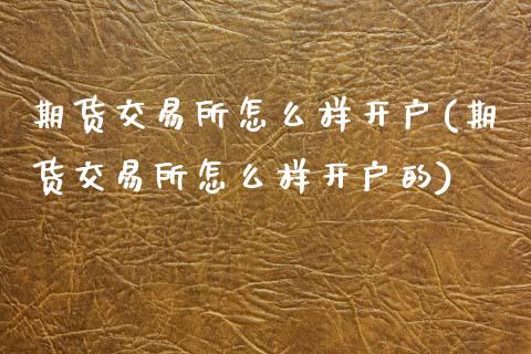 期货交易所怎么样开户(期货交易所怎么样开户的)_https://www.fansifence.com_国际期货_第1张
