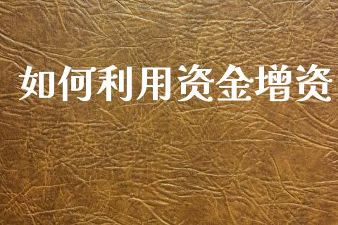 如何利用资金增资_https://www.fansifence.com_中国国际期货_第1张