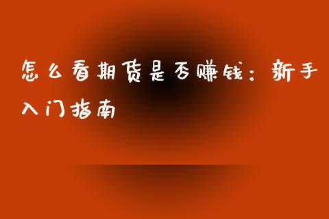 怎么看期货是否赚钱：新手入门指南_https://www.fansifence.com_中国国际期货_第1张