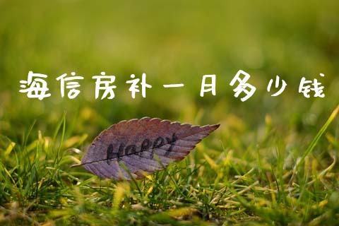 海信房补一月多少钱_https://www.fansifence.com_国际期货_第1张