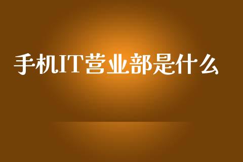 手机IT营业部是什么_https://www.fansifence.com_国际期货_第1张