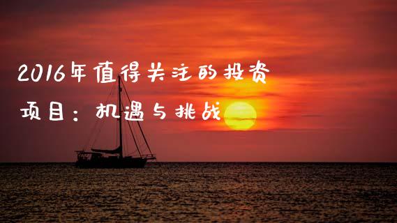 2016年值得关注的投资项目：机遇与挑战_https://www.fansifence.com_国际期货行情_第1张