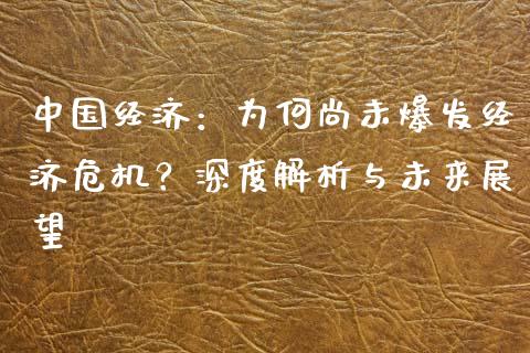 中国经济：为何尚未爆发经济危机？深度解析与未来展望_https://www.fansifence.com_恒指交易时间_第1张