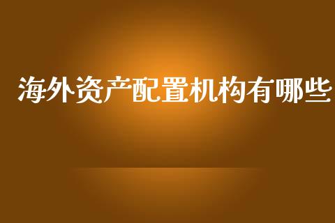 海外资产配置机构有哪些_https://www.fansifence.com_国际期货行情_第1张