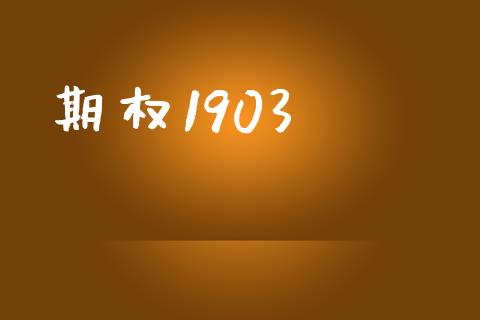 期权1903_https://www.fansifence.com_国际期货行情_第1张