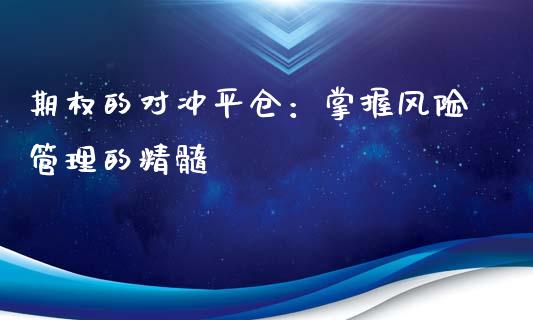 期权的对冲平仓：掌握风险管理的精髓_https://www.fansifence.com_国际期货行情_第1张