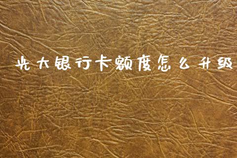 光大银行卡额度怎么升级_https://www.fansifence.com_恒指交易时间_第1张