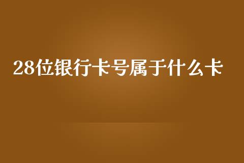 28位银行卡号属于什么卡_https://www.fansifence.com_中国国际期货_第1张
