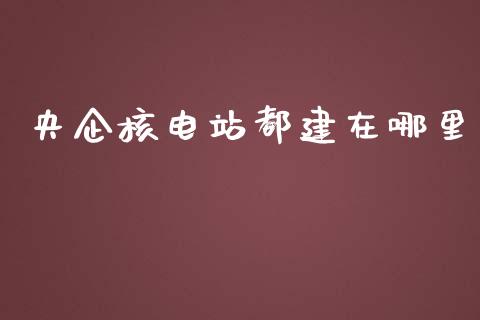 央企核电站都建在哪里_https://www.fansifence.com_中国国际期货_第1张